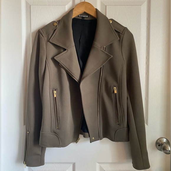 Women’s Express dressy military style jacket with gold accents in green size M - Picture 1 of 12